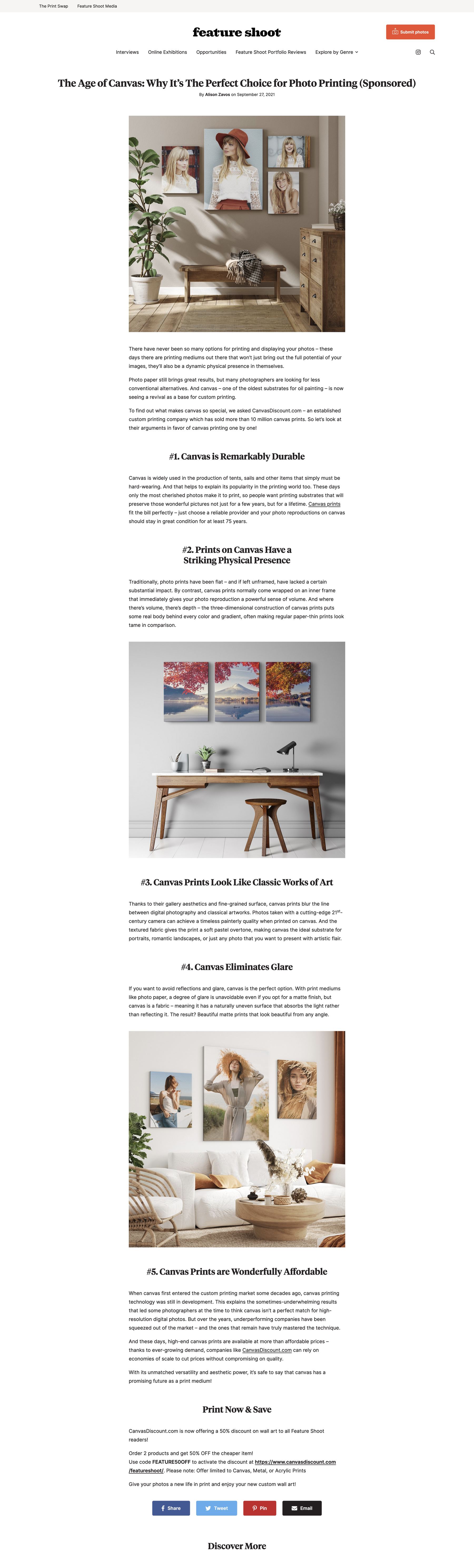 The full Feature Shoot article The Age of Canvas, captured as one page.