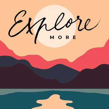 Enamel mug design: retro travel and outdoors lettering and illustration.