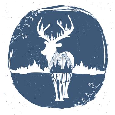 Enamel mug design: retro travel and outdoors lettering and illustration.
