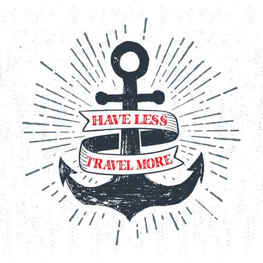 Enamel mug design: retro travel and outdoors lettering and illustration.