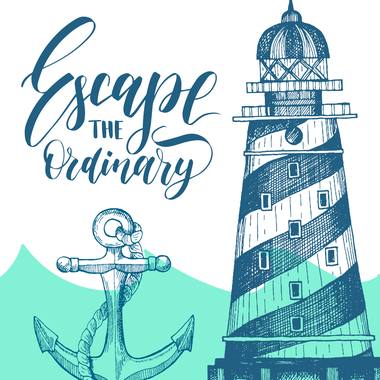 Enamel mug design: retro travel and outdoors lettering and illustration.