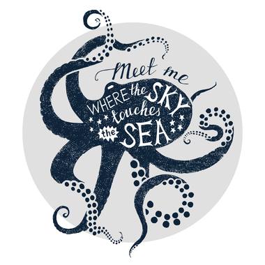Enamel mug design: retro travel and outdoors lettering and illustration.