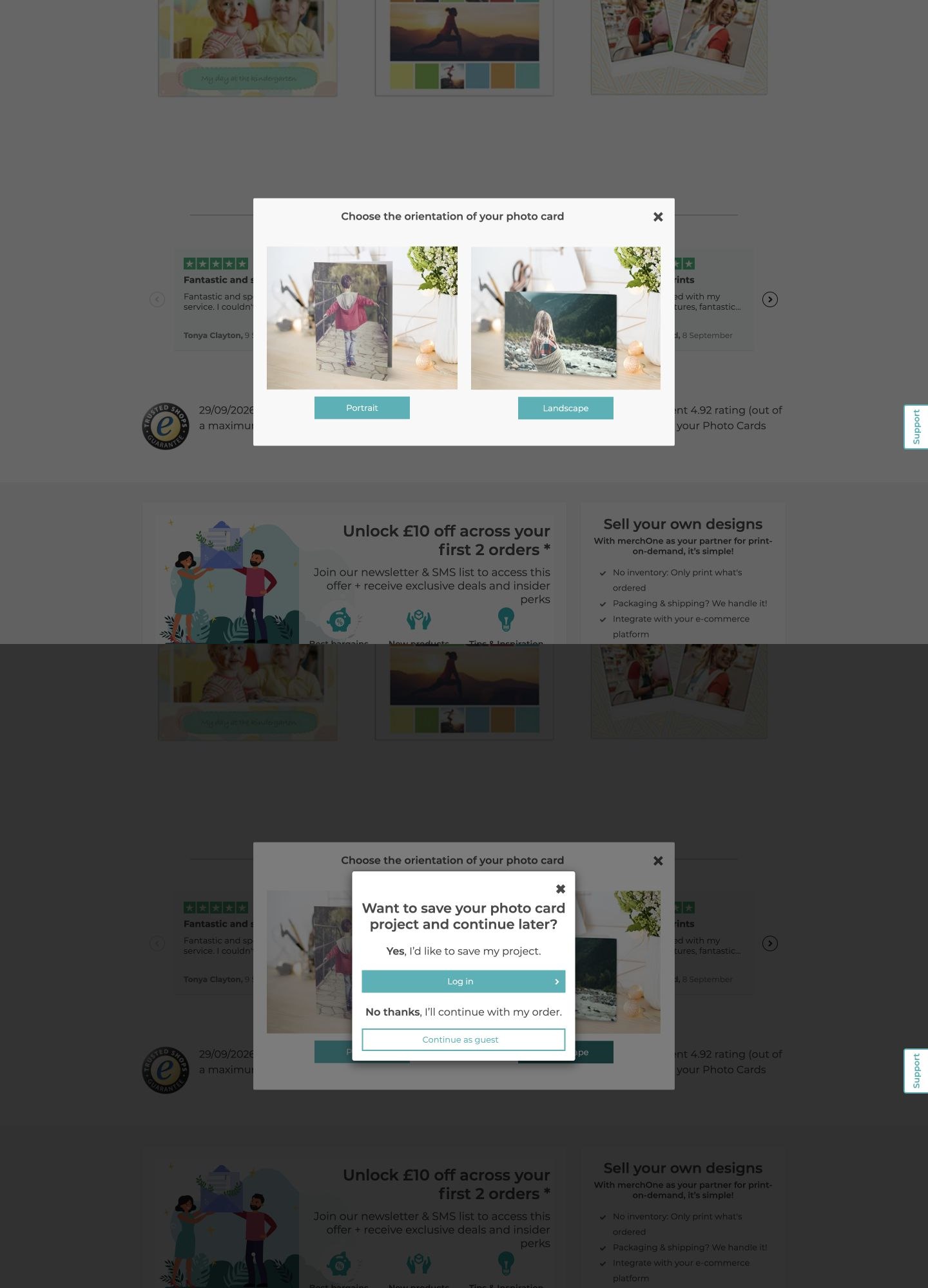 Two pop-ups before the first design