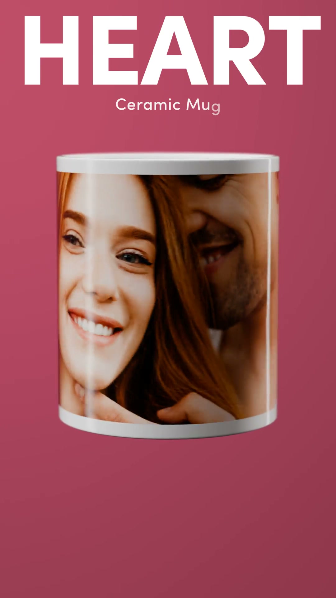 HEART ceramic photo mug showing a smiling couple